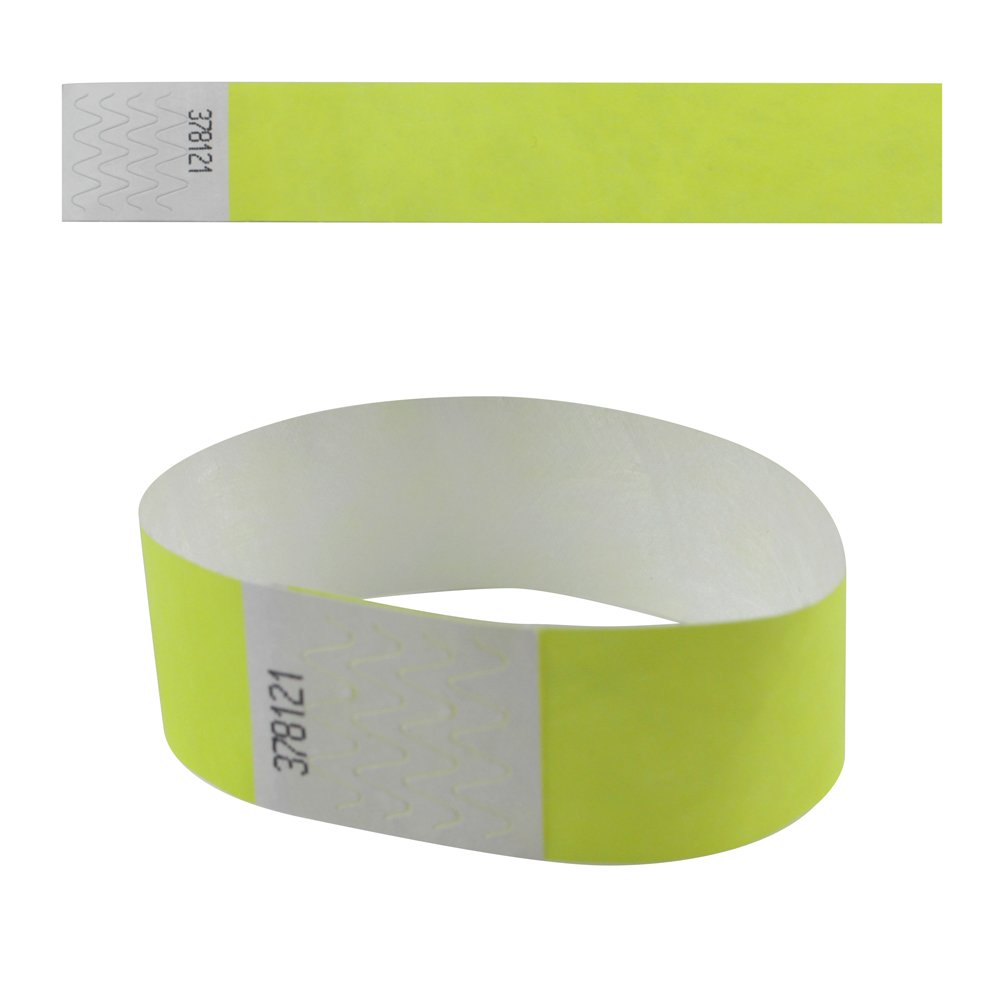 eBuyGB 13281 Plain Security Tyvek Paper Event Wrist Band for Festivals and Parties - Lime Green (Pack of 250)