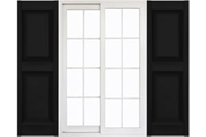 Mid America 00021475002 Standard Size Williamsburg Double Panel Vinyl Shutters, w/Installation Shutter-Lok's & Matching Screws (Per Pair), 002, 14 3/4"W x 75"H, Black