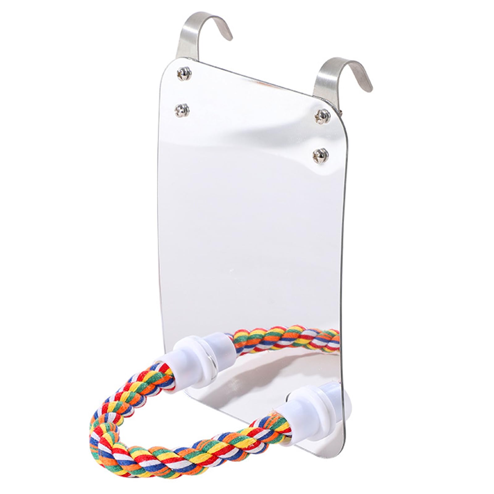 Qianxihu Funny Bird Mirror Toy Rope Large Mirror Parrot Claw Bird Mirror Perches with Rope Perch Parrot Bite Toy Mirror for Parakeet Cockatoo Cockatiel