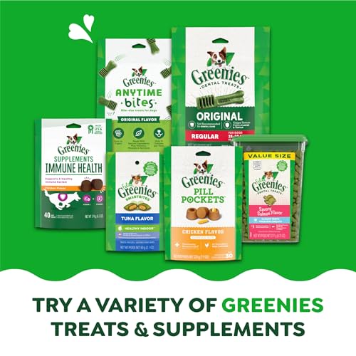 GREENIES VETERINARIAN-RECOMMENDED ADULT NATURAL DENTAL DOG TREATS PETITE SIZE, DOG DENTAL CHEWS, ORIGINAL FLAVOR, 3 OZ. PACK, 5 COUNT