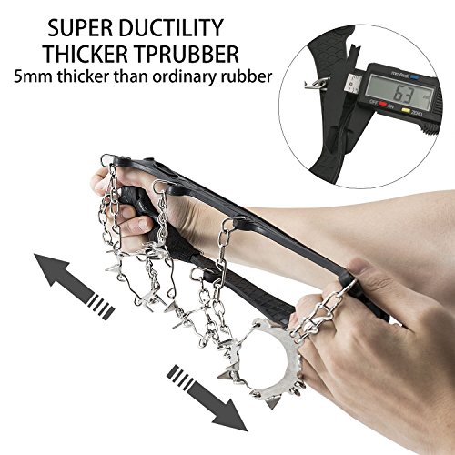 AUHIKE Traction Cleats,Ice Snow Grips Crampons for Footwear with 18 Stainless Steel Spikes for Walking, Jogging, Climbing,Wet Grass, Hiking on Snow and Ice (S) - Thumbnail 3