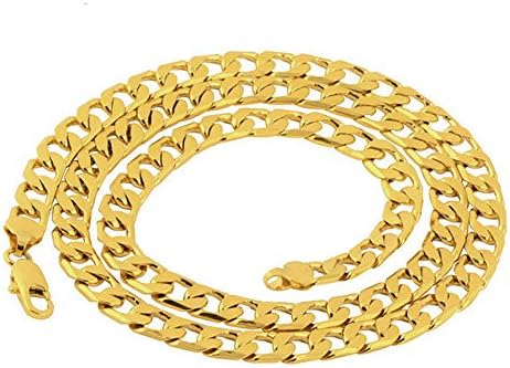 24 Inches 10mm 18K Gold Plated Jewelry Men's Necklace Cuban Curb Chain