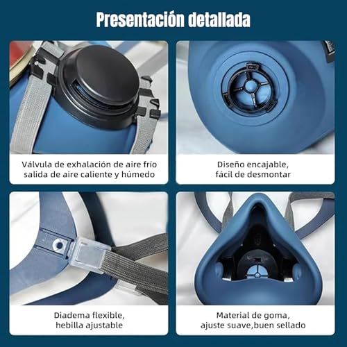 Mascarilla Respiratoria Reutilizable con anteojos de seguridad y filtros, Máscara antipolvo para gases químicos, adecuada para pintura, pulverización, amolado, soldadura