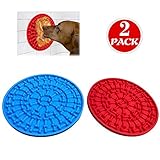 TESLUCK Dog Lick Pad, Dog Washing Distraction Device for Dogs Bathing Grooming, Silicone Dog Slow Feeder Puzzle Lick Mat with Super Suction, Shower Easy Just Spreading Peanut Butter, 2 Pack