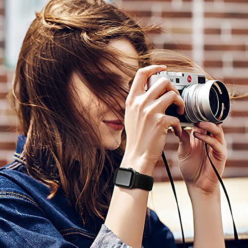Lerobo Elastic Band Compatible with Apple Watch Band 44mm 45mm 42mm 49mm 46mm Men Nylon Solo Loop Sport Strap for iWatch Ultra 3 2 1 SE SE2 SE3 Band iWatch Series 11 10 9 8 7 6 5 4 3 2 1 Women, Black