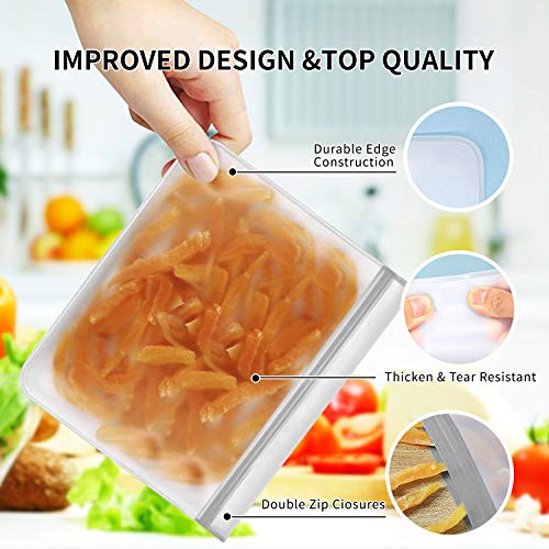 sherry Reusable Food Storage Bags,12 Pack Reusable Ziplock Bags Bread Box Set (6 Reusable Snack Bags 4 Sandwich Bags 2 Reusable Lunch Bags) - Thumbnail 3