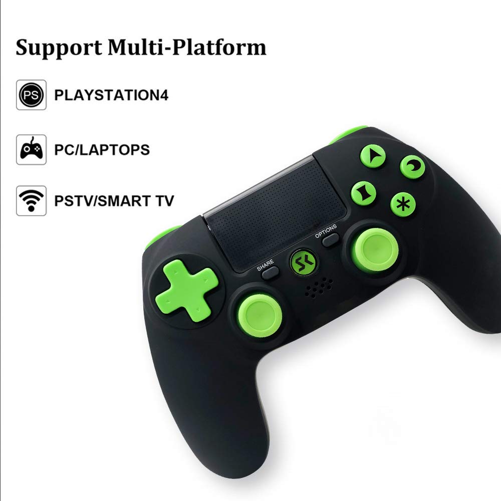 PS4 Controller Wireless Dual Vibration Gamepad for Sony Playstation 4 Pro Gaming Remote Control Support PC (Black-Green)