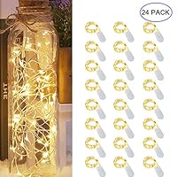 PAPRMA 24 Pack Fairy Lights Battery Operated,6.5 Ft 30 Micro Led Silver Wire Warm White Firefly Lights,Waterproof Mini String Lights Moon Lights for DIY Wedding Bedroom Indoor Party Decoration (24)