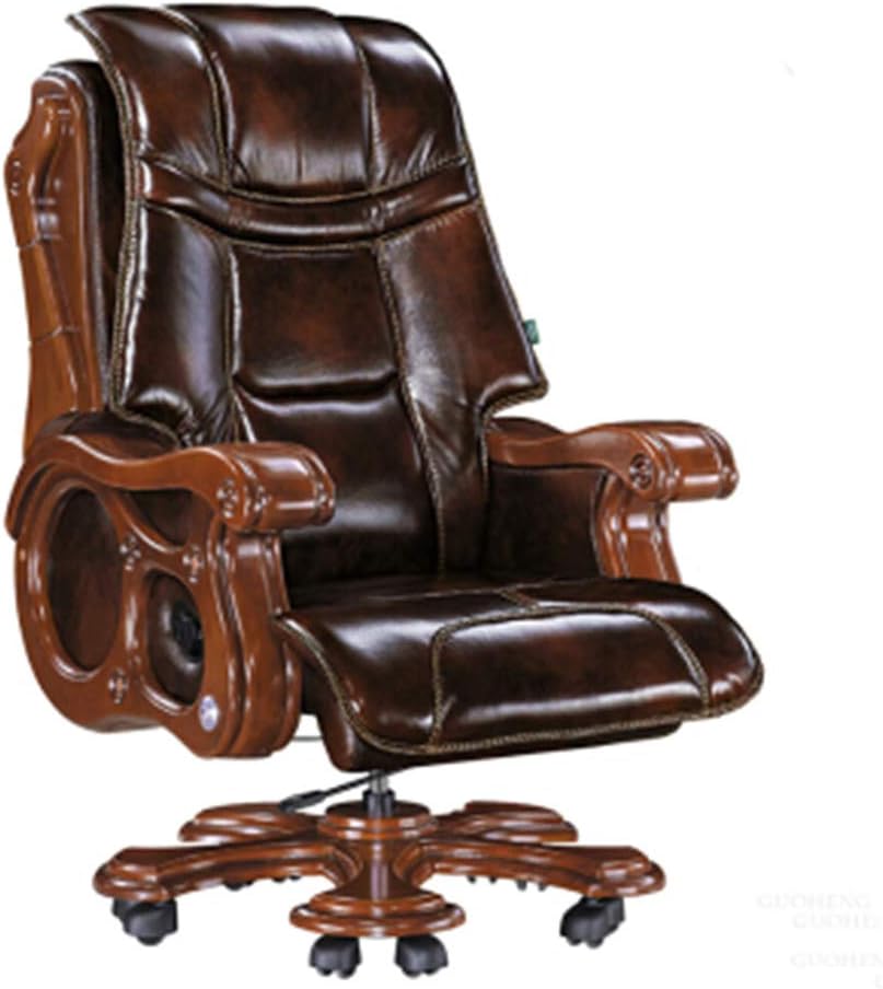 Office chair, solid wood ergonomic chair, president, office chair, leather executive chair, effective relief of human pressure, easy to clean-A