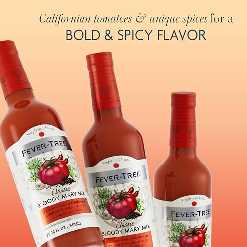 FEVER-TREE BLOODY MARY MIX – PREMIUM QUALITY MIXER – MEDIUM SPICY – SKINNY COCKTAILS & MOCKTAILS – CRAFT & BATCH DRINK MIX – NATURALLY SOURCED INGREDIENTS – NON ALCOHOLIC – 25.4 FL OZ GLASS BOTTLE