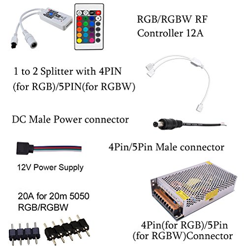 LEDMOMO 15 Meters LED Strip Kit String Light SMD 2835 900 LEDs RGB Strip Kit IP65 Waterpoof Diode Tape Lights with 2.4G RF Remote RGB Controller Amplifier WiFi APP Control DC12V Power Supply