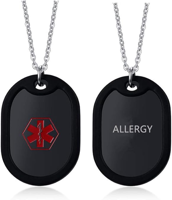 NineJewelry Medical Alert Emergency ID Necklace for Men Women