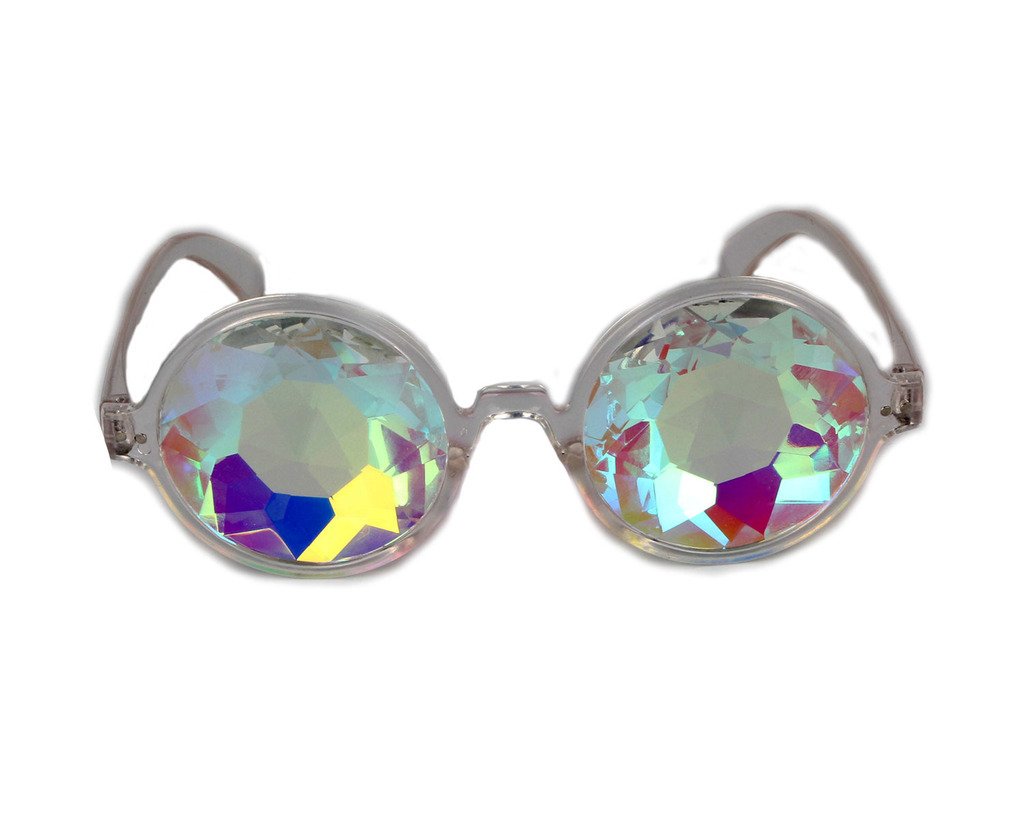 FLORATA Kaleidoscope Steampunk Goggles Multicolor Lens Glasses- Rainbow Rave Prism Diffraction