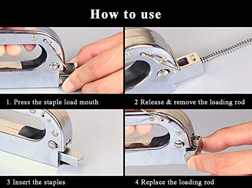 Staple Gun with Remover - 3 in 1 Heavy Duty Staple Nail Steel Gun Kit with 1000 Staples, Upholstery Stapler for Fixing Material, Decoration, Carpentry, Furniture, Doors and Windows - Thumbnail 3