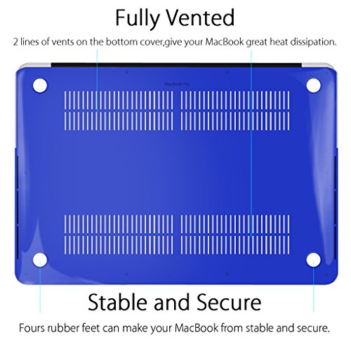 UESWILL Glossy Crystal Clear Hard Shell Case Cover for MacBook Pro 15" with Retina Display (Model: A1398) (NOT for 2016 Version) + Microfibre Cleaning Cloth, Royal Blue