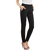 MYOURSA Women's Dress Leggings Stretchy Pull-On Skinny Work Pants with Pockets Office Business Casual Wear