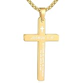 Fiusem Bible Verse Cross Necklace for Men, Stainless Steel Mens Necklace, Black/Gold/Silver Tone Cross Pendant for Men