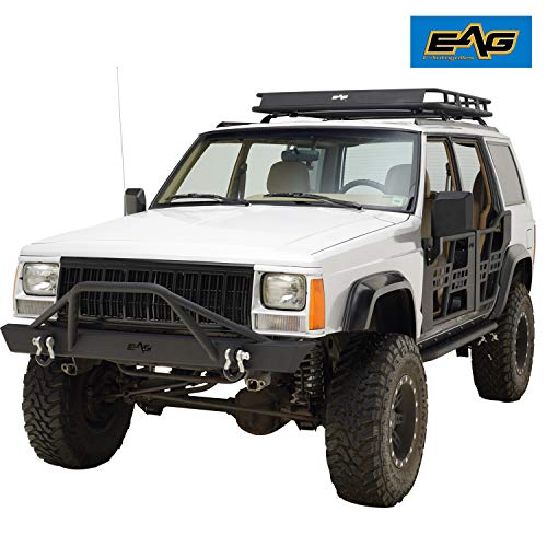 EAG Black Steel Front Bumper and Rear Bumper Combo 2PCS Fit for 1984