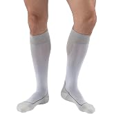 JOBST Sport Compression Socks, 15-20 mmHg, Knee High | Closed Toe, White/Gray, Small, Athletic Compression Socks Designed for Men &amp; Women