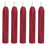Creazy 5Pcs Wine Red Manuscript Sealing Seal Wax Sticks Wicks For Postage Letter (Red)