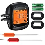 Bluetooth Thermometer, Habor Wireless Remote Meat Thermometer Digital Cooking Thermometer with Larger LCD Backlit Alarm Monitor for Kitchen Outdoor Grill Smoker for Android and IOS (Dual Probe)