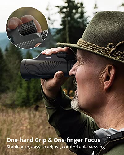 Usogood 10X42 Monocular Telescope High Power, Monoculars for Adults with BAK4 Prisms and FMC Lens, Compact Waterproof Monocular for Bird Watching Hiking Camping with Hand Strap Black