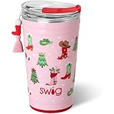 Swig Life 24oz Party Cup, Stackable Insulated Travel Coffee Tumbler with EZ Slider Lid, Cup Holder Friendly, Stainless Steel 24 oz Tumbler, Reusable Coffee Mug (Howdy Holidays)