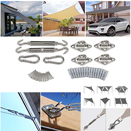 Sekey Sonnensegel Befestigungs Kit Zubehör Montage 8 Zoll, zur Befestigung von rechteckigen und quadratischen Sonnensegel, Karabiner Montageset aus Edelstahl, 40-teilig – Bild 6