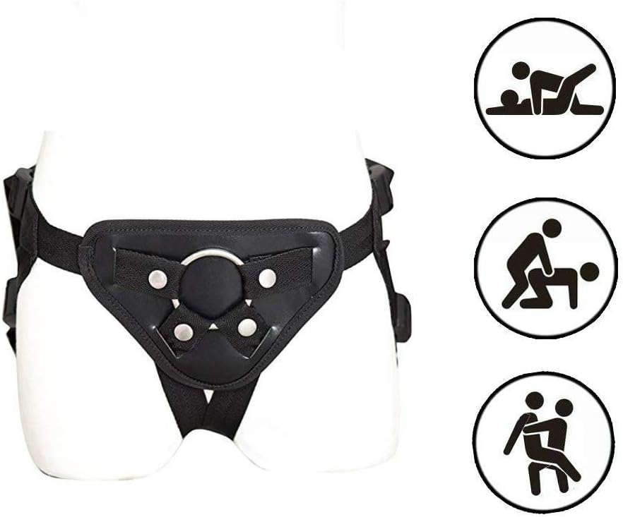 Mini Short Pants Leather Openwork Mens Underwear Adjustable Soft Ring Belt (Black)