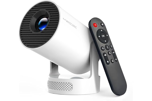 Magcubic Mini Projector with WiFi 6 and Bluetooth 5.4, Portable Projector 4K Support, 5W Soundbase Speaker, Auto Vertical Keystone 180°Rotatable Smart Proyector for Movie Home Outdoor