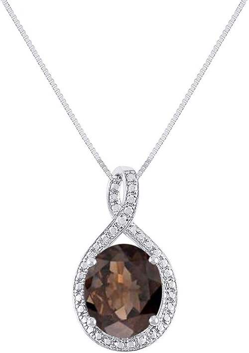 RYLOS Necklaces For Women 14K White Gold - Diamond & Smoky Rylos