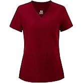 COZYFIT Medical Scrub Tops for Women - Soft Stretch,Curved V-Neck Scrub Tops with 3 Pockets