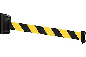 CROWD CONTROL CENTER Magnetic Retractable Wall Barrier - Temporary Crowd Control Tool for Safety Queue Solution - 120" Belt Length Coverage with Strong Magnets by VIP Crowd Control (YEL/Blk)