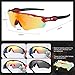 DUCO POLARIZED Sports Sunglasses Cycling Glasses With 5 Interchangeable Lenses 0028 Red-Black