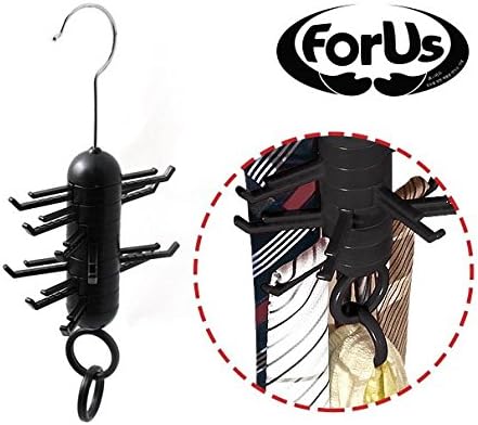 2-Pieces of Forus Unique Swivel Nick-Tie Rack - Sacrp Organizer Hanger Hook - Made in Korea