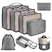 DIMJ Packing Cubes for Suitcase, Mesh Design Suitcase Packing Cubes Set Durable Travel Luggage Organizer, Lightweight Luggage Bags Organizers with Makeup Bag, Shoes Bag.（Grey）