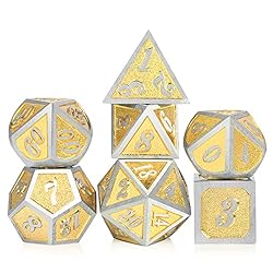 Metal Dungeons and Dragons Dice Set, DNDND 7 Rubbed