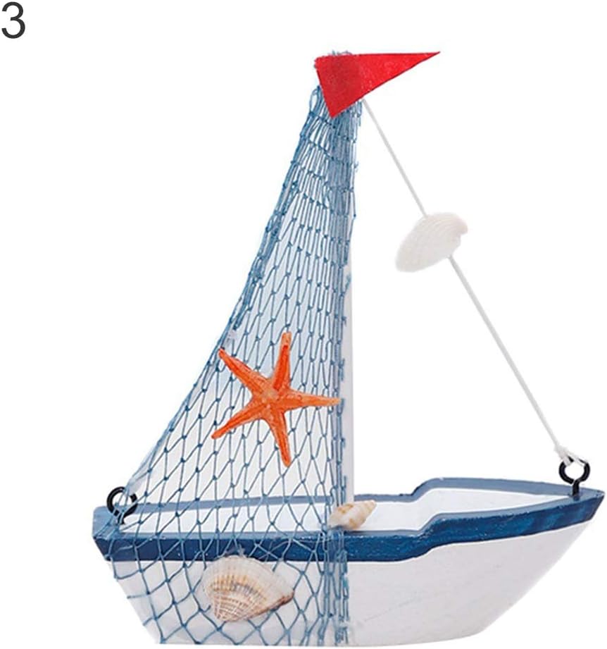 little fingerMediterranean Style Marine Wooden Blue Sailing Boat Art Decoration Ornament Gift Add Bauty To Your Life