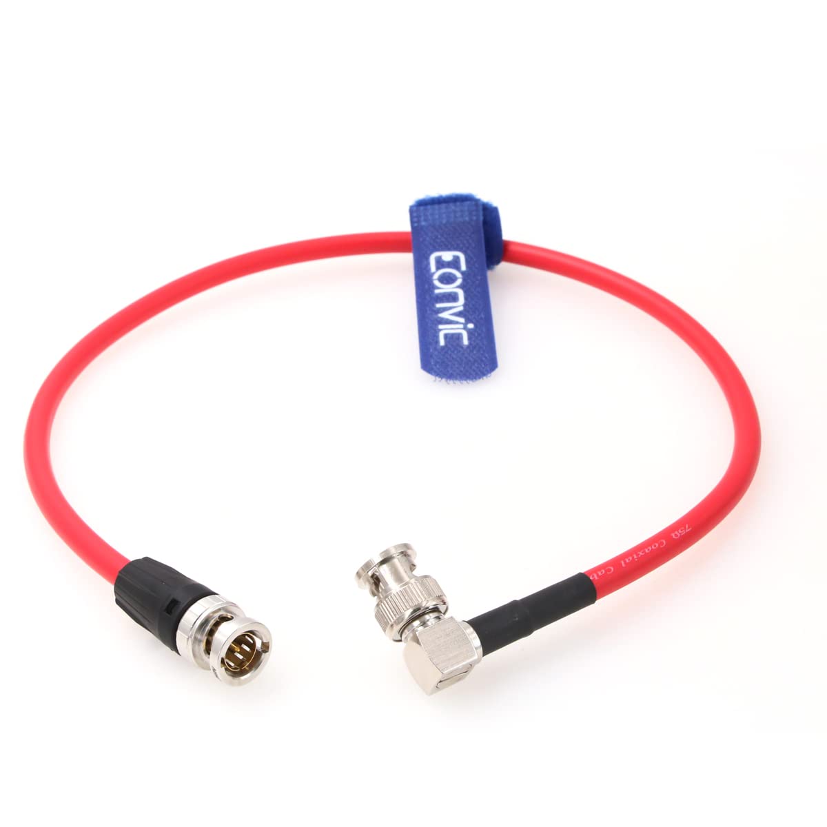 Eonvic 12G HD-SDI Video Coaxial Cable 75 Ohm Neutrik BNC to Right Angle BNC CCTV Camera Surveillance Cables for 4K Video Camera SmallHD Monitors(19.68inch/50cm)