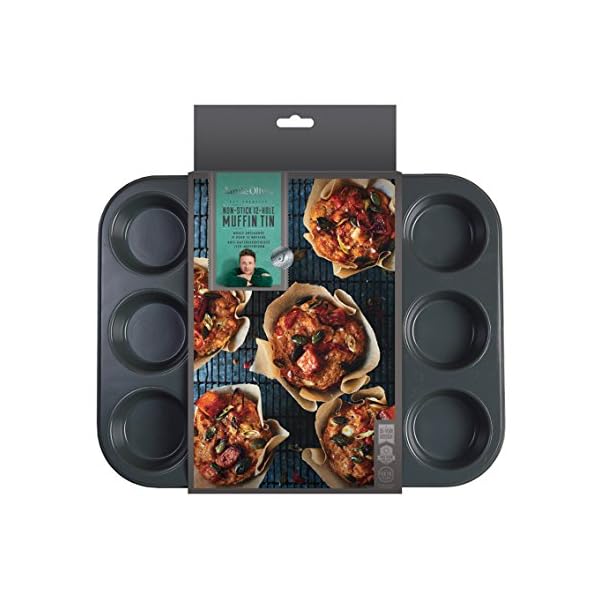 Jamie-Oliver-Bakeware-Range-Non-Stick-Muffin-Tin-with-12-Holes-Carbon-SteelHarbour-Blue Jamie Oliver Bakeware Range Non-Stick Muffin Tin with 12 Holes, Carbon Steel/Harbour Blue