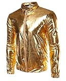 CIC Collection Men's Metallic Gold Front-Zip Jacket