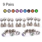 AYAMAYA LED Light Up Earrings Fathers Day Gifts Decoration, 9 Pairs LED Earrings Studs Halloween Flashing Blinking Stainless Steel Earrings Studs Dance Party for Men/Women/Girlfriend/Boyfriend/Her