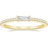 TIGRADE 1.5mm Eternity Ring Baguette Cubic Zirconia Anniversary Ring CZ Pave Wedding Band for Women Size 3-12