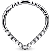 Ruifan 20G 18G 16G Titanium Nose Rings Hoops for Women Drop Opal CZ Clicker Hinged Septum Nose Ring Lip Helix Cartilage Hoop Earring Daith Rook Conch Body Piercing Jewelry for Women 8mm 10mm