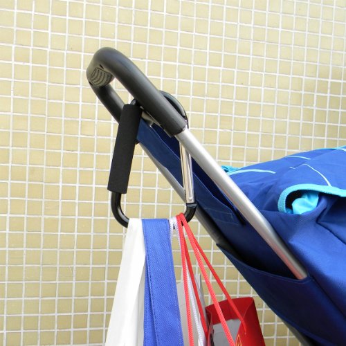 Shells Classy Black Color Extra-large D-Shape Super-handy Snap Hook Hanger Bags Holder Carrier Mommy Hook Carry Handle With Soft Foam Grip - Thumbnail 4