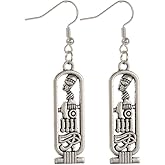 Ancient Egyptian Pharaoh Earrings, Eye of Horus Dangle Earrings, Vintage Exotic Jewelry for Women
