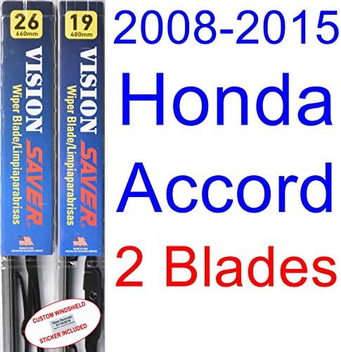 Vision Saver - Windshield Wiper Blade Bundle - 3 Items: Driver & Passenger Blades & Reminder Sticker fits 2008-2015 Honda Accord