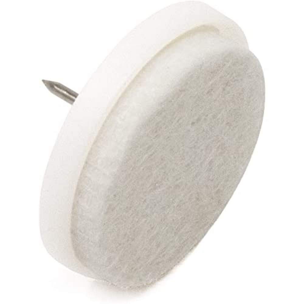 Adsamm® / 32 x Felt-pads with nail | Ø 1,38'' (Ø 35 mm) | white | round | Premium quality furniture sliders with nail by Adsamm®