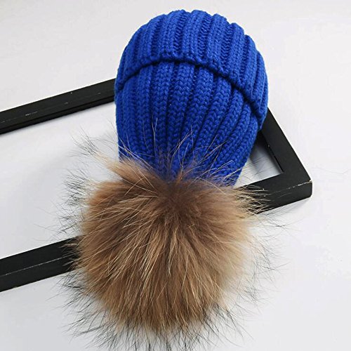 Kids Winter Beanie Hat, Winter Knit Beanie Hat Baggy Slouchy Crochet Skull Ski Caps Blue 46-51cm