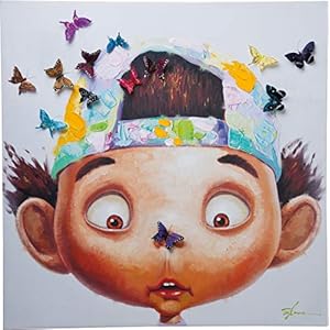 Kare Design Bild Touched Boy with Butterflies, 100x100x3,5cm